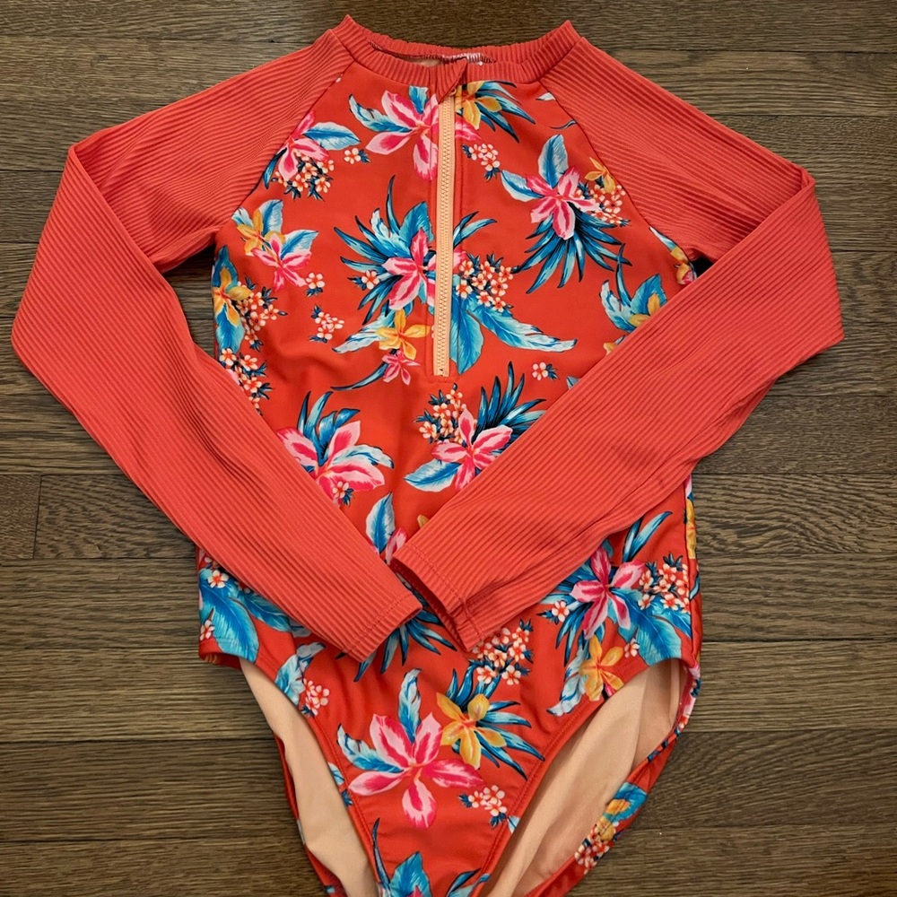 Floral Long Sleeve Kids Swimsuit